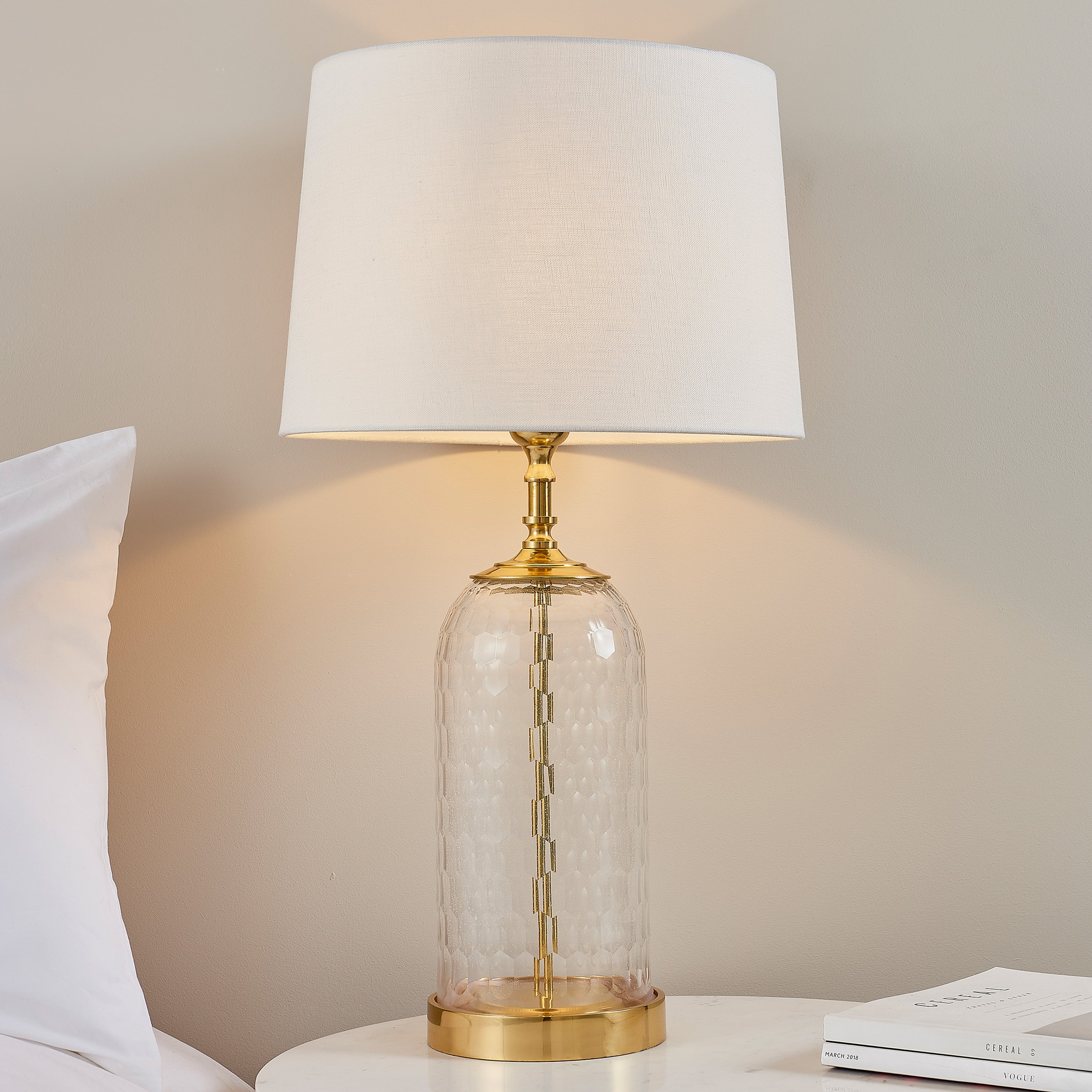 Vargi Gold & Geometric Glass Table Lamp